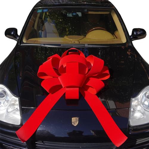 30 Giant Car Bow | 30 Red Velvet Car Bow - Big Car Bow with Non Scratch Magnet Base, Weather Resistant and Waterproof Vinyl Magnetic Car Bow (1 Pack)