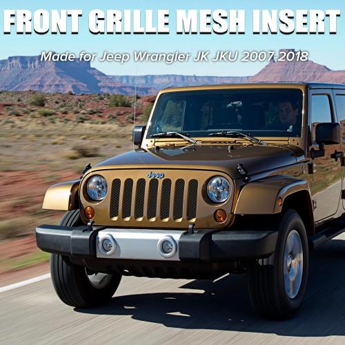 moveland Grill Insert for Jeep - Aluminum Alloy Mesh Grill Insert Screen Compatible with 2007-2018 Jeep Wrangler JK JKU