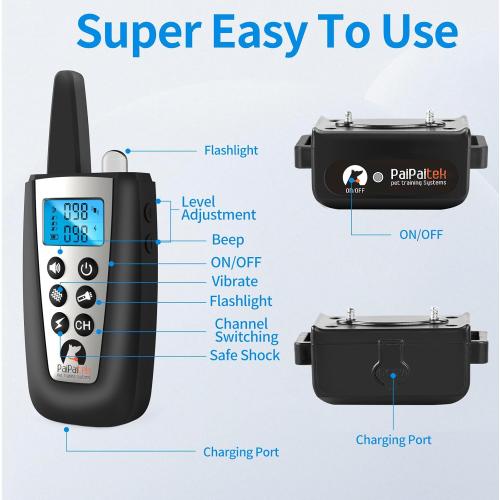 PaiPaitek Dog Bark Collar with Remote 3300ft Range - Automatic Bark Activated Shock Collar for Small Medium Large Dog with 5 Adjustable Sensitivity & Waterproof