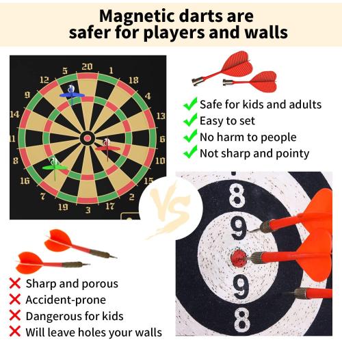 Mixi Magnetic Dart Board Outdoor Game for Kids with 12 Darts, Best Toys Gifts for Teenage Boys Girls Age 5 6 7 8 9 10 11 12 13 14 15 16 Years