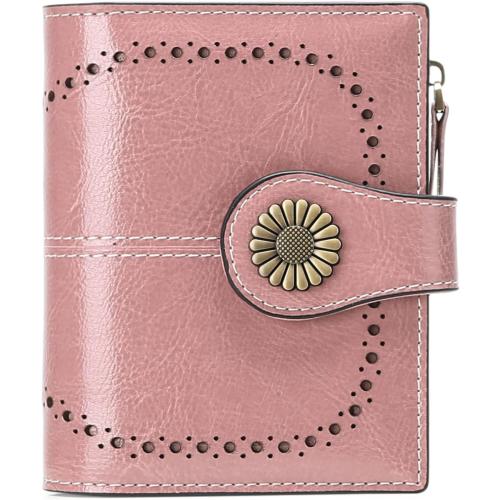 SENDEFN Small Womens Wallet Leather Bifold Card Holder RFID Blocking with Zipper Coin Pocket
