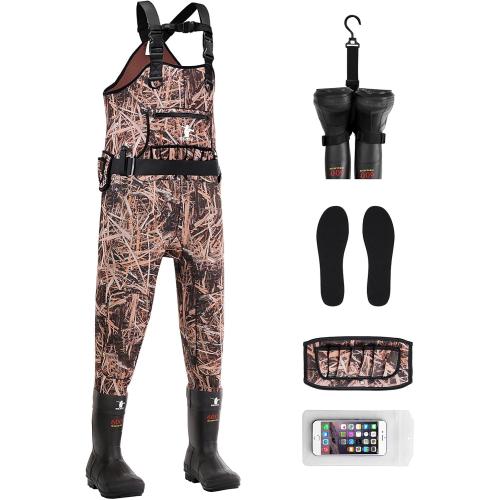 GearOZ Duck Hunting Waders for Men Size 11, 5mm Neoprene Waterproof Chest Insulated Camo Wader Fishing Waterfowl Hunter
