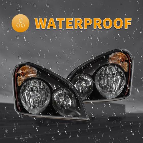 Pair Performance Headlights Fit for Freightliner Cascadia 2008-2016 Included All Bulbs Truck Headlamps assembly Left Driver & Right Passenger Side Black Housing Accessories