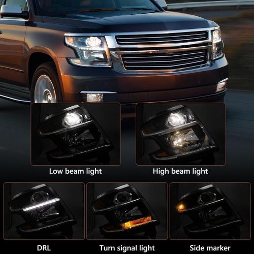 Huray HID Headlight Assembly Fit for Chevy Tahoe/Suburban 2015-2020 RH OE Projector Xenon Headlamp w/Bulbs for Chevrolet Tahoe