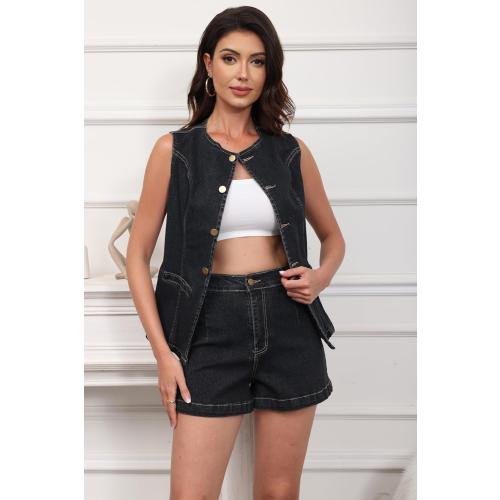 Size M ....acelyn Women’s Business Casual Outfits 2 Piece Denim Set Sleeveless Blazer Vest & Short Set Jeans Two Piece Outfits