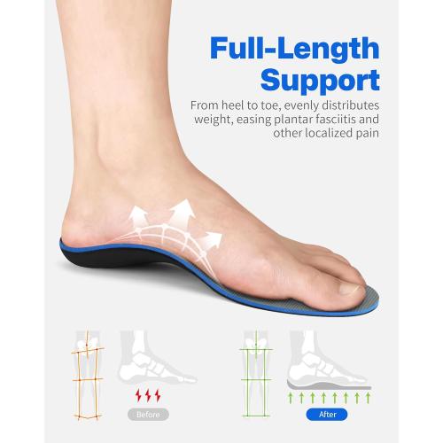 Plantar Fasciitis Feet Insoles Arch Supports Orthotics Inserts Relieve Flat Feet, High Arch (Mens 10-10 1/2 | Womens 12-12 1/2)