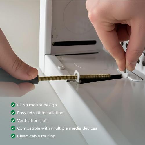 White Box In-Wall Retrofit Media Enclosure for Samsung The Frame TVs, One Connect Box & Streaming Devices – Steel Flush Mount Cable Management‼️hardware zip tied to frame‼️
