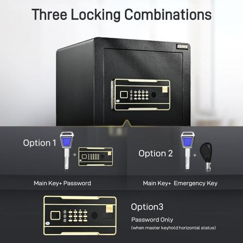 ADIMO Home Safe Box, 1.2 Cubic Feet Security Safe with Fireproof Waterproof Money Bag, Digital Keypad and Dual Key System, Personal Lock Money Box for Home Office Valuable Document Black