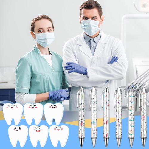 11 Pcs Dental Assistant Notepads with Pens Cute Self Stick Notes Pens Christmas Gifts Set for Lover Sticky Notes Ballpoint Bulk for Traveler Birthday Christmas Party Gifts(White)