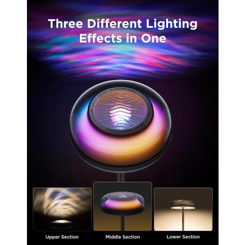 Govee Uplighter Floor Lamp for Living Room, RGBIC Ripple Projector, Floor Lamp for Bedroom, Compatible with SmartThings, Alexa, and Matter, LED Modern Corner Floor Light, Warm Cool White Standing Lamp