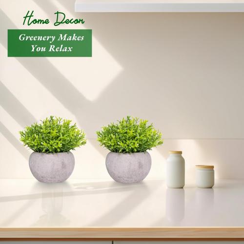 Small Fake Plants for Bathroom Shelf Decor, Mini Artificial Plants Indoor Fake Succulent Grass Desk Plant for Office Women Coffee Table Decor Fake Potted