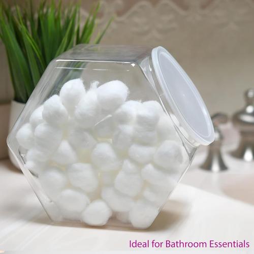 DilaBee 2-Pack Plastic Cookie Jar 1.5 Gallon (197oz) - Large Cookie Jar, Hexagon Candy Dish with Lid for Kitchen, Candy Bowl for Office - Sugar and Flour Containers, Plastic Jar with Labels - BPA-Free