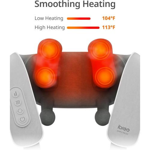Cordless Shiatsu Neck and Back Massager with Heat, 10 Mins x 12 Uses, 3 Massage Modes & 2 Intensity Levels, 3D Kneading Deep Tissue for Pain Relief, Voice Prompt & Smart Memory, Relax for Women, Men
