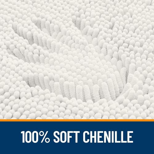 OLANLY Bathroom Rugs 30x20, Extra Soft Absorbent Chenille Bath Rugs, Rubber Backing Quick Dry, Machine Washable Bath Mats for Bathroom Floor, Tub and Shower, Home Decor Accessories, Ivory