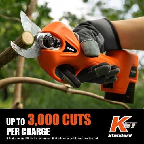 Pruning Shear Battery Powered, Kebtek Cordless Portable Electric Pruner with 2Pack 2Ah Rechargable Batteries -16.8V 25MM(0.98Inch) Cutting Diameter