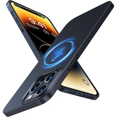 TORRAS Magnetic Slim-Fit for iPhone 14 Pro Max Phone Case, Ultra-Thin Case Compatible with MagSafe, Matte Hard PC Cover Protective Anti-Fingerprint Anti-Scratch 2022, Black