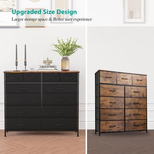 VASICAR Dresser for Bedroom with 12 Drawers, Tall Fabric Drawer Dresser, Compact Chest of Drawers for Closet, Nursery, Bedside, Living Room, Laundry, Entryway, Hallway