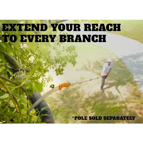 Pruning Manual Hand Saw // Hand Held or with Extension Manual Pole Saw for Tree Trimming // Fits All Extension Poles with Standard US Acme Thread // Tree Limb Hand Saw (Pole Sold Separately)