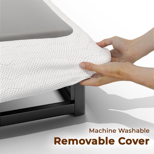 Box Spring Low Profile Bed Base Matel Mattress Foundation with Cotton Washable Cover Quiet Easy Assembly Sturdy Support for All Bed Types (Black, Queen)