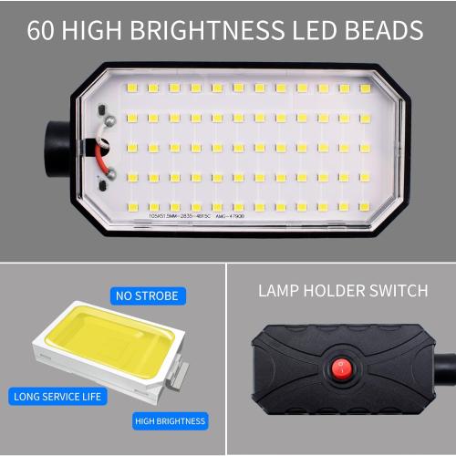 Magnetic Work Light, 2000 Lumens Led Machine Light with Strong Magnetic Base, 20 inch Flexible Magnetic Lamp for Garage, Workshop, Bandsaw, Lathe and Drill Press, 120V, Black