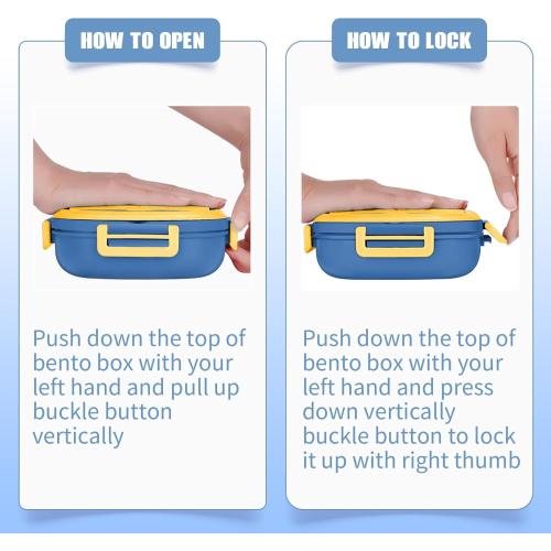 Bento Box for Kids,Stainless Steel-2-Compartment - Complete Lunch Set with Portable Cutlery - Ideal for Children Under 3 Years Old - Dishwasher Safe & BPA-Free(Blue)