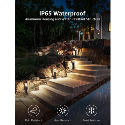 SUNVIE 8-Pack Low Voltage Pathway Lights 3W LED Landscape Pathway Lighting 3000K Warm White CRI 90  Landscape Lights Wired 12-24V Aluminum Bollard Path Lights for Walkway Yard Garden, ETL Listed Cord