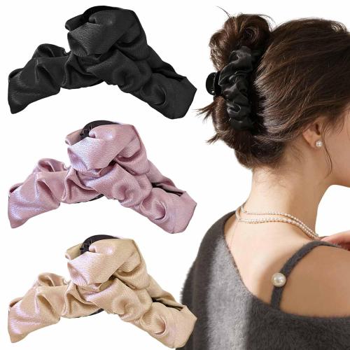 3 PCS Silk Hair Clip for Women 5.9” Large Cloud Hair Claw Clips Pleated Acrylic Banana Jaw Clip Fashion High Cranial Crest Headdress Strong Hold Non Slip Hair Accessories for Thick Thin Curly Hair