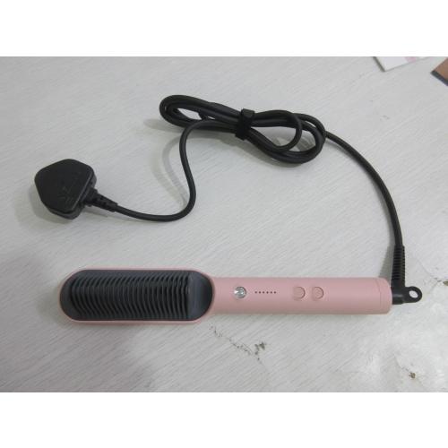 Hair Straightener Brush, TYMO Ring Hair Straightener Comb Straightening Brush for Women with 5 Temps 20s Fast Heating & Dual Voltage, Pink