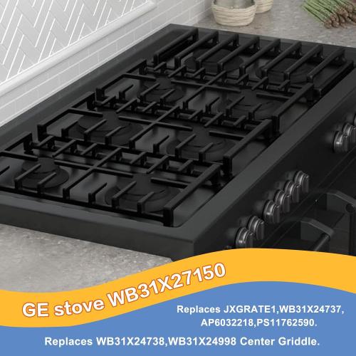 WB31X27150 Center Grate for GE Gas Stove JXGRATE1 WB31X24737 General Electric Gas Range Grate Surface Burner Grate GE Cooktop Parts Stove Top Grate Cast Iron Rack