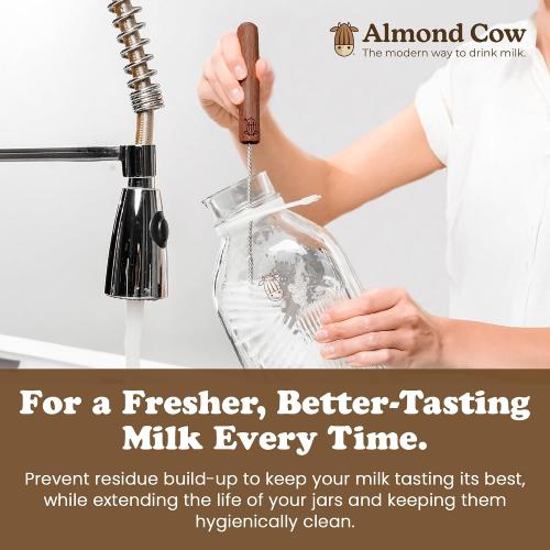 Almond Cow Nut Milk Maker Essentials Bundle - Includes Plant-Based Milk Maker, 60 fl oz Glass Pitcher with Lid & Spout, and 13” Cleaning Brush - DIY Nut Milk, Perfect Accessories for Homemade Nut Milk