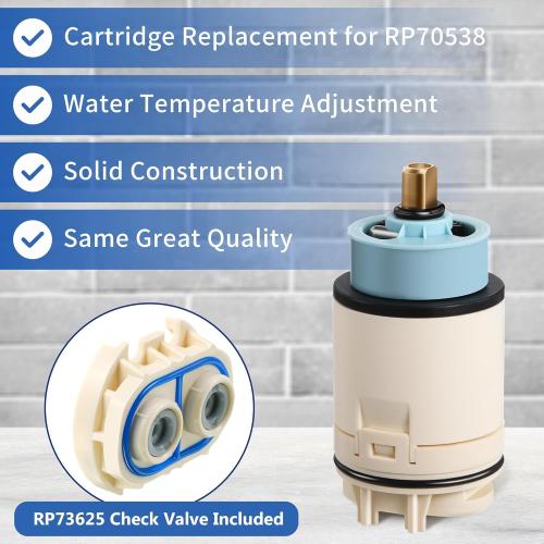 Dreyoo Single Function Pressure Balance Cartridge Replacement for RP70538/RP73625, Shower Cartridge Compatible with Peerless/Delta Single Handle Tub/Showers Faucet (Check Valve Included) (1 Pack)