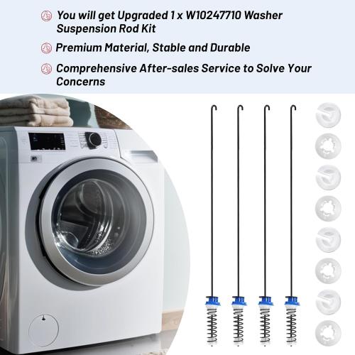W10247710 Washer Suspension Rod Kit by Sikawai Fit Whirl-pool Ken-more May-tag Washing Machine Replace W10237427 W10256514 W10277357 PS2355518-4 Pcs
