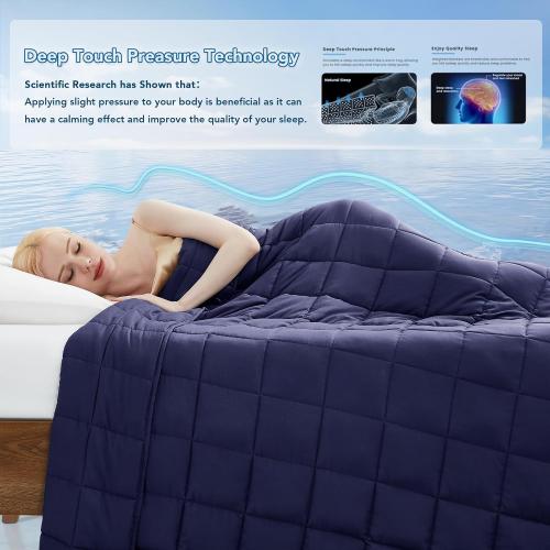 Size Queen Color Blue Topcee Weighted Blanket for Adults (20 lbs, 60 x 80) Queen Size Soft Cooling Heavy Blanket Sleeping, Apply to 190-210 lbs Body, Thick Breathable Blanket with Glass Bead, Easy Care