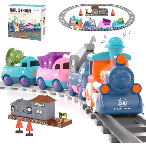 Train Set for Toddler Toys,Electric Train Toy for 3-5 Year Old Boy Gifts, Christmas Trains Set for Kids Ages 4-8 with Music, Light,Tracks,Kid Toys for 4 5 6 Year Old Boy Girl Christmas Birthday Gifts