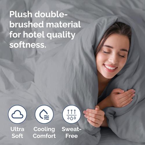 Duvet Cover Queen Size Set - Extra Soft Queen Size Duvet Cover 90 x 90 with 2 Pillow Shams - Hotel Luxury Easy Care and Fade Free w/Zipper Closures & Ties - Comfy Breathable Bedding Set (Steel Blue)