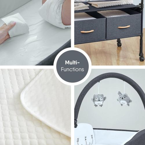 BabyBond Portable Baby Changing Table with 2 Storage Baskets, Foldable Changing Table Dresser Diaper Changing Table Height Adjustable Changing Station for Infant and Newborn(Grey)
