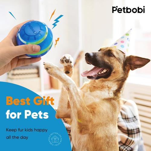 Petbobi Active Rolling Ball for Dogs Interactive Dog Ball with LED Flash Light, Include Self Moving Toys for Medium Large Dogs to Chase and Self Play, USB Rechargeable