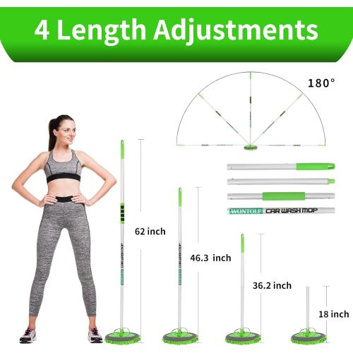 62'' Car Wash Brush with Long Handle Chenille Microfiber Car Wash Mop Mitt Car Cleaning Kit Windshield Window Squeegee Car Duster Microfiber Towels Wheel Tire Brush for Cars RV Truck Boat