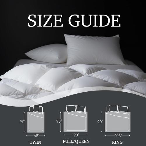 Feather Down Fiber Comforter King Size, 100% Cotton Ultra Soft Duvet Insert King, Hotel Hypoallergenic Extra Warmth Bedding Comforter, White 106x90 Inch