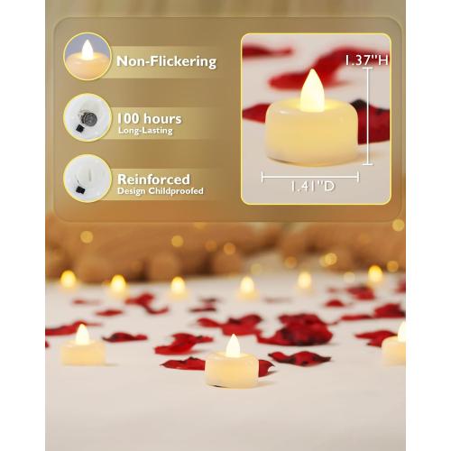 Amagic 12/24/50/100/150Pack Flameless LED Tea Lights Candles Battery Operated, Electric Fake Tealight Candles for Votive, Halloween, Christmas, Home Decor, Wedding, Table Decor (12Pack)
