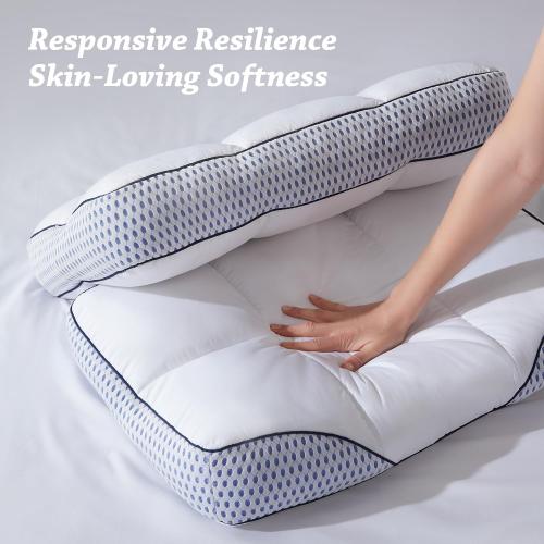 Glaciman Firm Shredded Memory Foam Bed Pillows, Ergonomic Neck and Shoulder Support for Back and Side Sleepers, Machine Washable, Breathable Mesh Gusset, Queen 15 x 25 x 4 Inch, Pack of 2