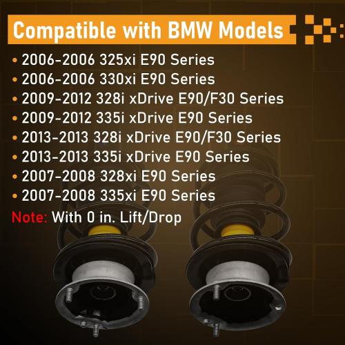 31316780197 Pair Front Strut Assembly with Coil Spring for 2006-2013 BMW 325xi 328i xDrive 328xi 330xi 335i 335i xDrive 335i xDrive E90 Series Replaces 31316780193