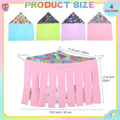 Geetery 4 Pcs Guinea Pig Hideout Small Animal Corner Fleece Hideaway Cute Ferret Hammock Cage Decor Accessories for Hamster Hedgehog Small Bunny Small Pets, 4 Styles