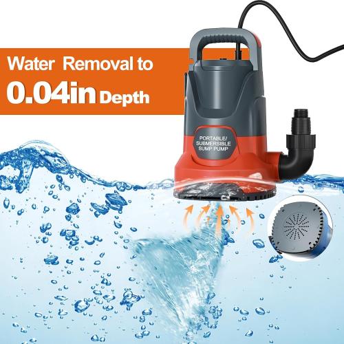 Sump Pump Submersible Water Pump 1HP 4500 GPH Portable Transfer Water Pump Utility Pump for Pool Draining Basement