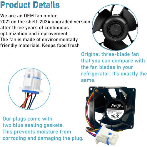 2025 Upgraded OEM WR60X26866 Refrigerator Evaporator Fan Motor, Compatible with GE Refrigrator, Replace V80E14MS2A3-57A611 WR60X10341, WR60X26030, WR60X10356, WR60X10357, Ap6278228-10 Years Warranty