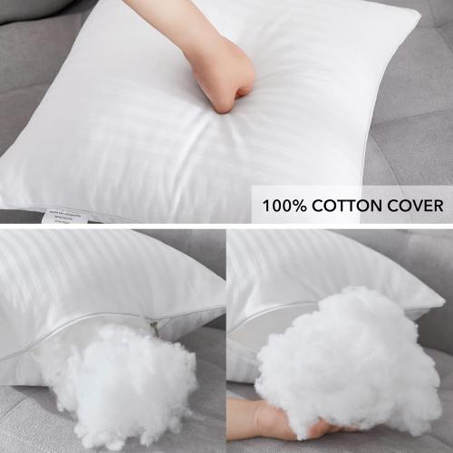 Oubonun 26 x 26 Euro Pillow Inserts, Firm and Fluffy Decorative Square Pillows for Couch Bed Sofa with Soft Cotton Cover White Cushion with Down Alternative Pack of 2