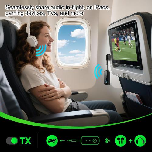 Ultra Pro Bluetooth Transmitter Receiver, Wireless Adapter for Airplane/TV