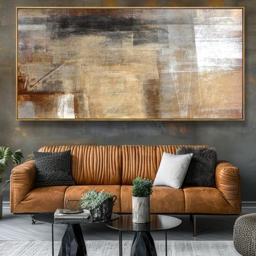 Wall Art Abstract Wall Decor Yellow Black Ink Canvas Painting Modern Artwork for Living Room Bedroom Dining Room Home Office Decor 30x60 with Framed