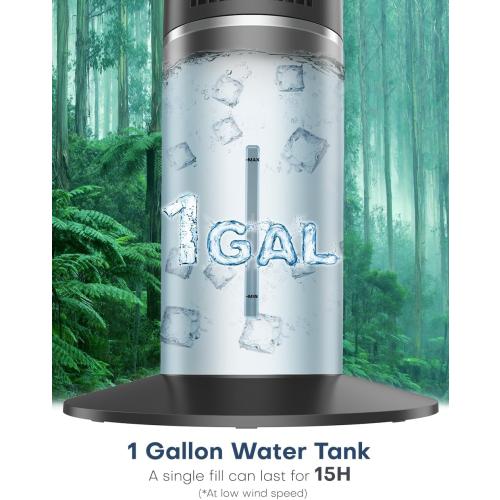 42 INCH Portable Air Conditioners w/LED Touch Screen, 4 Mode&3 Speed,1-Gal Tank for 15H Cooling Evaporative Air Cooler,12H Timer, No Hose No Window Needed, 90° Oscillating AC Unit for Bedroom