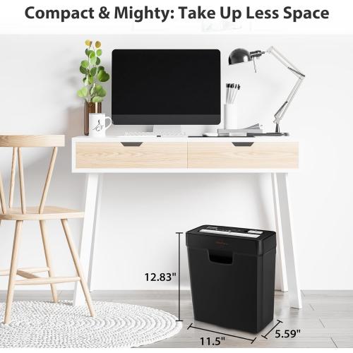 Shredder for Home Use 6-Sheet Strip Cut Paper Shredder,Also Shred Card/Staple,Small Mini Document Shredding Machine for Office with Patented Jam Proof,Portable for Home,2.65-Gal Bin